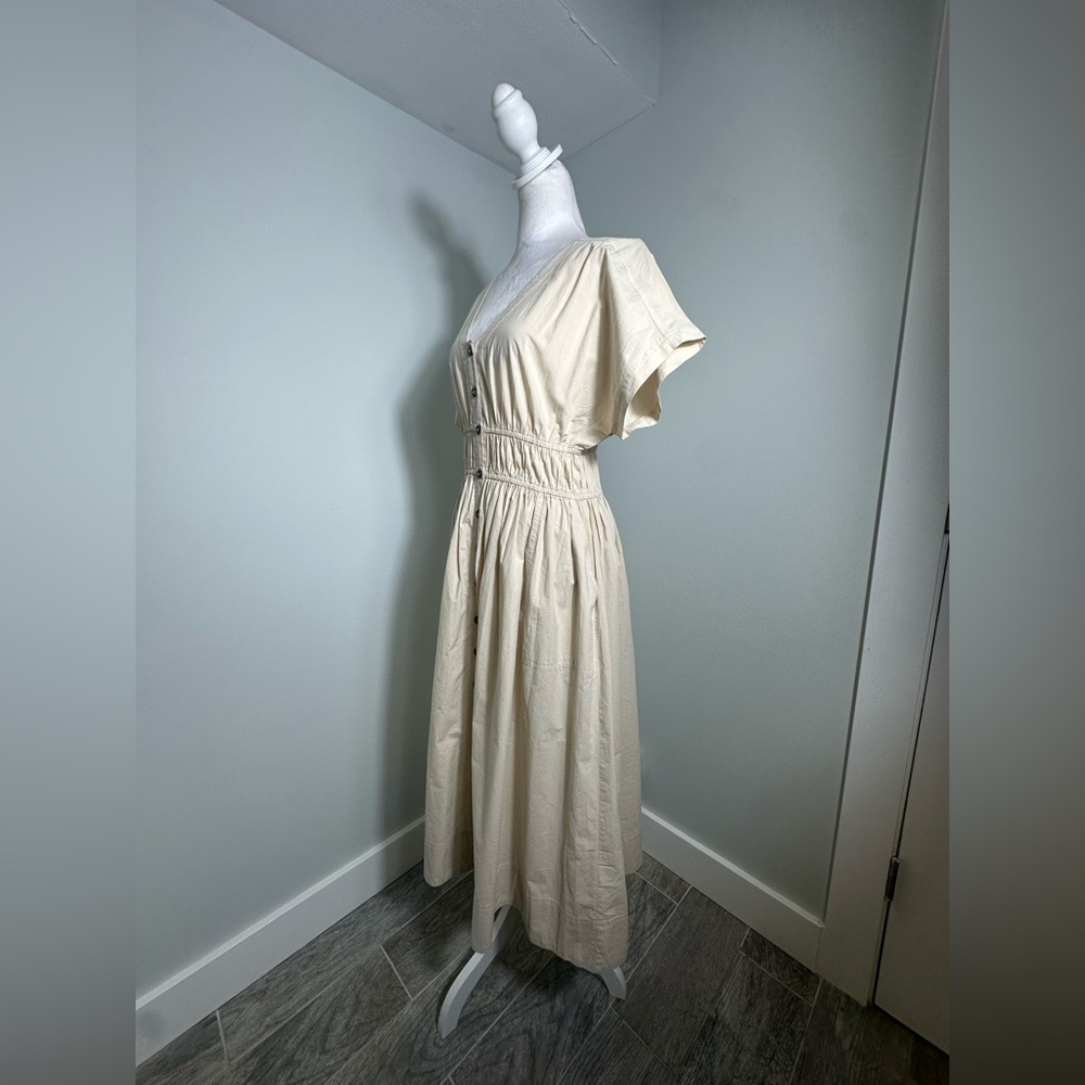 NWT Madewell Poplin Sophia Button-Front Midi  Neutral Dress, NH564, Size Medium - Picture 7 of 16